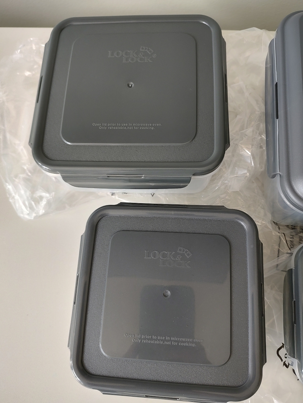 LocknLock Food Storage Nesting Set Gray Four Pieces Square NEW - Picture 5 of 12